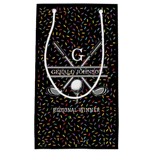 Aangepast Confetti Golf Monogram Design Klein Cadeauzakje (Voorkant)