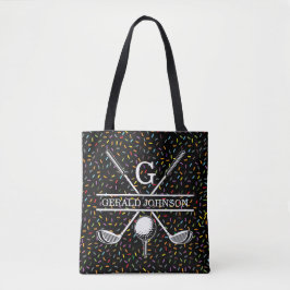 Aangepast Confetti Golf Monogram Ontwerp Tote Bag