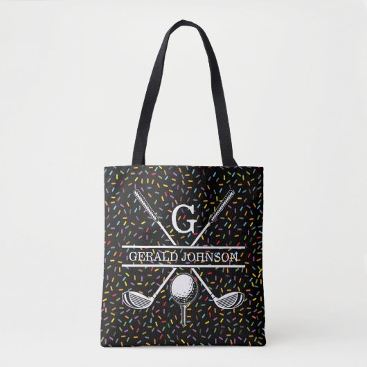 Aangepast Confetti Golf Monogram Ontwerp Tote Bag (Voorkant)
