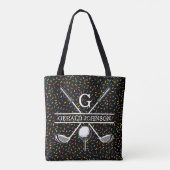 Aangepast Confetti Golf Monogram Ontwerp Tote Bag (Achterkant)
