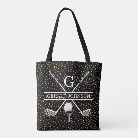 Aangepast Confetti Golf Monogram Ontwerp Tote Bag (Achterkant)
