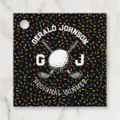 Aangepast confetti-golfmonogram-ontwerp bedankjes labels (Voorkant)