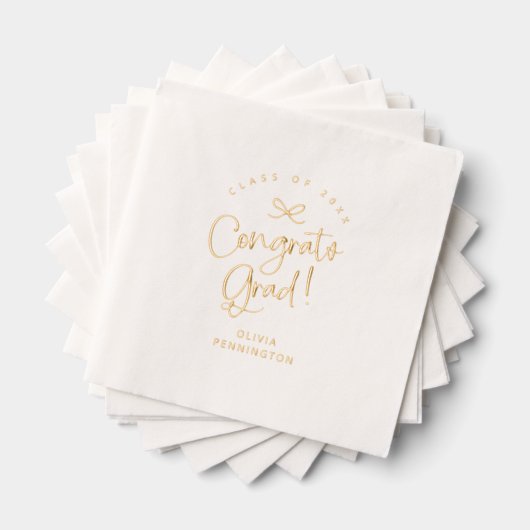 Aangepast Congrats Grad Script Afstuderen Goud Folie Servetten (Insitu (Gestapeld))