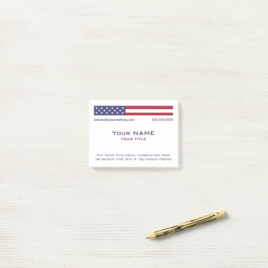 Aangepast contact met Amerikaanse vlag Post-it® Notes (Op bureau)