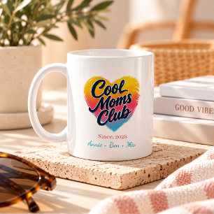 Aangepast "Cool Moms Club" Hart Koffiemok