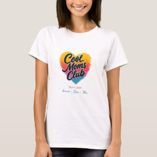 Aangepast "Cool Moms Club" Hart T-shirt