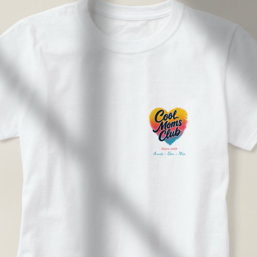 Aangepast "Cool Moms Club" Hart T-shirt