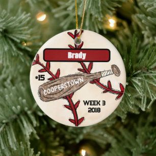Aangepast Cooperstown-honkbal / Speler-erfstuk Keramisch Ornament