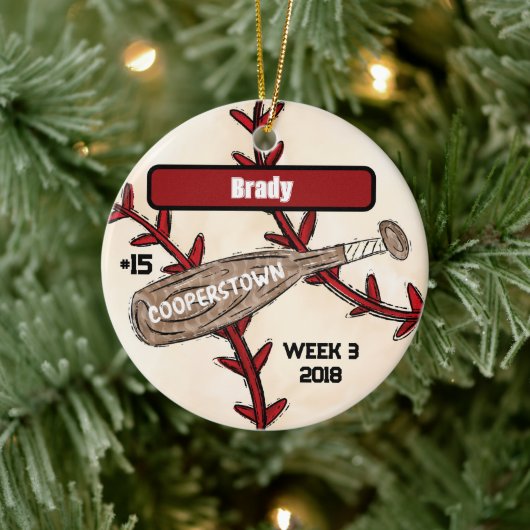 Aangepast Cooperstown-honkbal / Speler-erfstuk Keramisch Ornament (Boom)