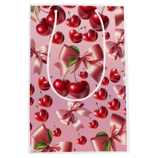 Aangepast Coquette Hart Boog Patroon Inpakpapier Medium Cadeauzakje (Voorkant)