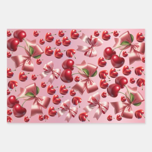 Aangepast Coquette Hart Boog Patroon Inpakpapier Vel (Voorkant)