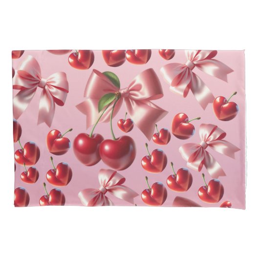 Aangepast Coquette Hart Boog Patroon Kussensloop (Voorkant)