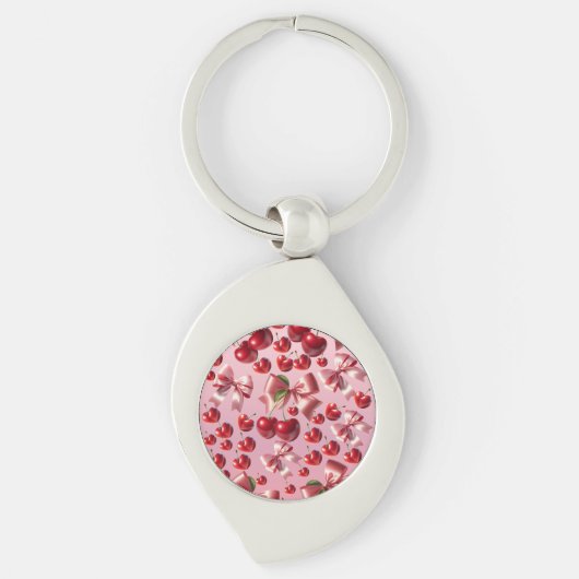 Aangepast Coquette Hart Boog Patroon Sleutelhanger (Voorkant)