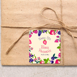 Aangepast Cream・Berry behoudt DIY Canning Vierkante Sticker