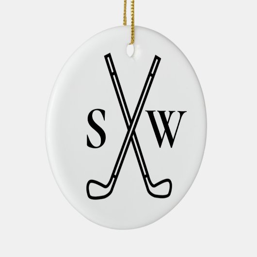 Aangepast Creëer Uw eigen Golfthema Monogrammen Keramisch Ornament (Rechts)