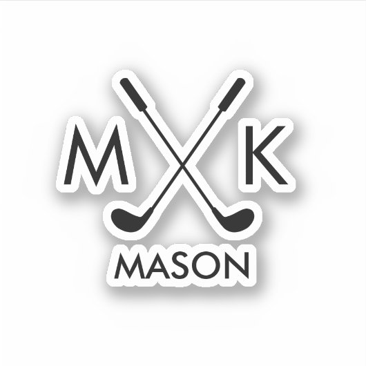Aangepast Creëer Uw eigen Golfthema Monogrammen Sticker (Voorkant)