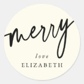 Aangepast crème en zwarte kerst/feestdag ronde sticker (Voorkant)