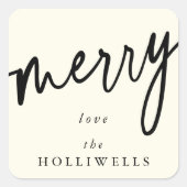 Aangepast crème en zwarte kerst/feestdag vierkante sticker (Voorkant)