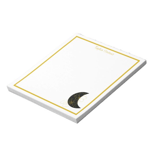 Aangepast Crescent Moon Floral Notitieblok (Linkerzijde)