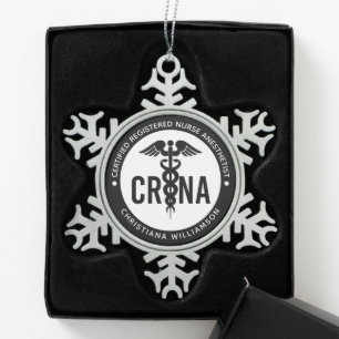 Aangepast CRNA-gecertificeerd geregistreerde verpl Tin Sneeuwvlok Ornament