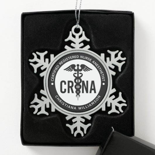 Aangepast CRNA-gecertificeerd geregistreerde verpl Tin Sneeuwvlok Ornament (Kistje)