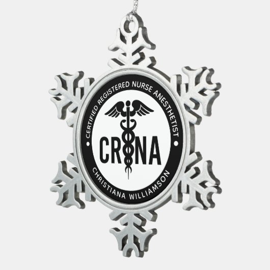 Aangepast CRNA-gecertificeerd geregistreerde verpl Tin Sneeuwvlok Ornament (Rechts)