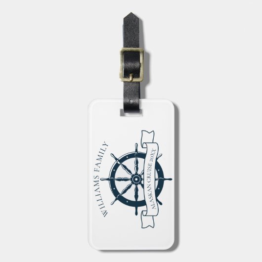 Aangepast cruiseschip (cruise Ship Wheel Nautical Bagagelabel (Voorkant verticaal)