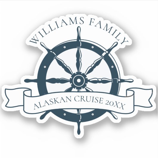 Aangepast cruiseschip Nautical Wheel Vacking Sticker (Voorkant)