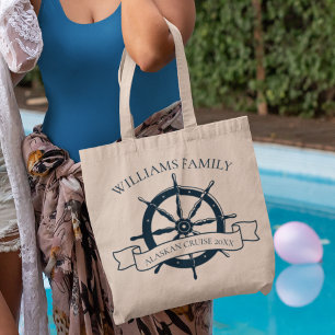 Aangepast cruiseschip Nautical Wheel Vacking Tote Bag