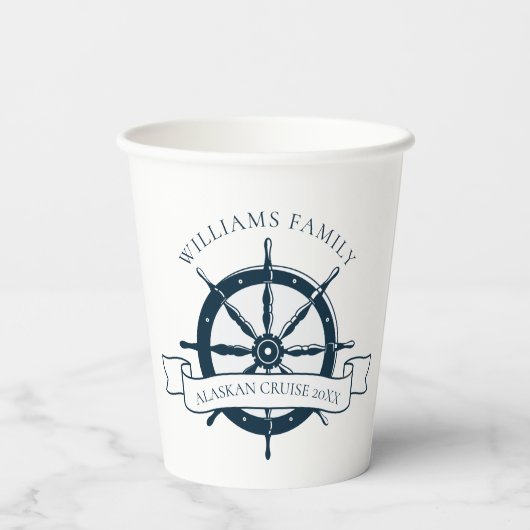 Aangepast cruiseschip Nautisch Wheel Papieren Bekers (Achterkant)