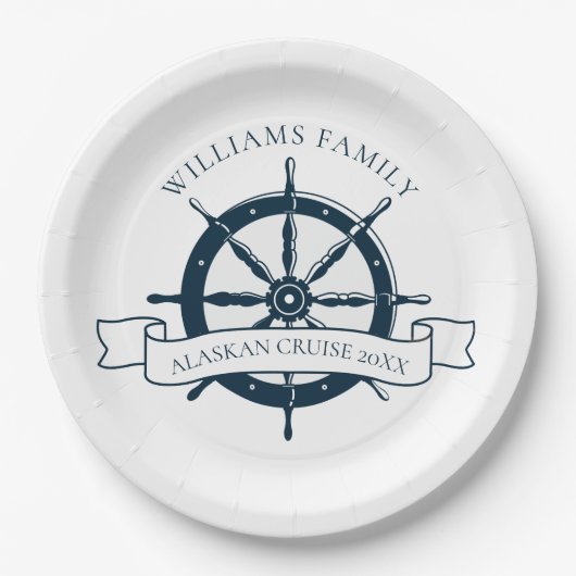 Aangepast cruiseschip  Nautisch wiel Papieren Bordje (Voorkant)