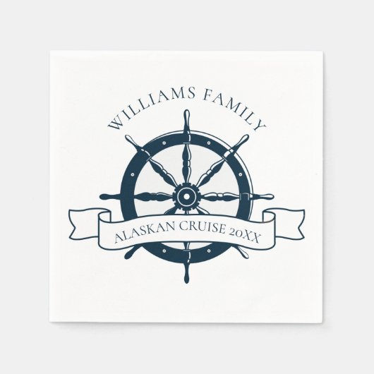 Aangepast cruiseschip Nautisch wiel Servet (Voorkant)