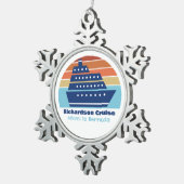 Aangepast cruiseschip Sunset Familievakantie Tin Sneeuwvlok Ornament (Rechts)