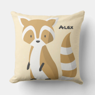 Aangepast Cute baby raccoon wit bruin Nursery roze Kussen