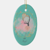 Aangepast Cute Ballerina Dancer Light Blauwgroen Keramisch Ornament (Rechts)