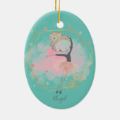 Aangepast Cute Ballerina Dancer Light Blauwgroen Keramisch Ornament (Achterkant)