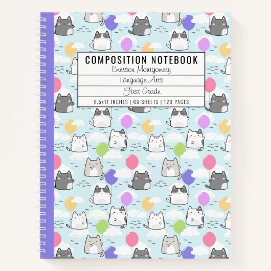 Aangepast Cute Cats Patroon Kind's Schrijfboek Notitieboek (Voorkant)