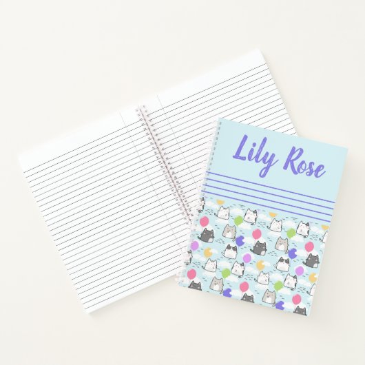 Aangepast Cute Cats Pattern-Kind Notitieboek (Binnen)