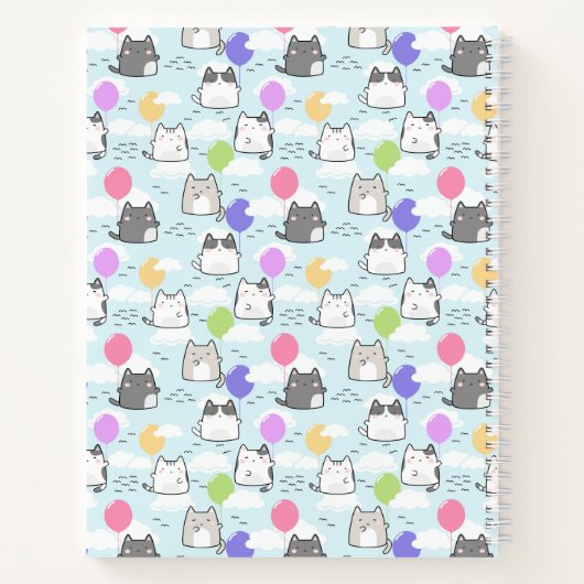 Aangepast Cute Cats Pattern-Kind Notitieboek (Achterkant)