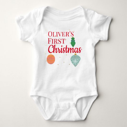 Aangepast Cute Kawaii Ornament Baby Eerste Kerstmi Romper (Voorkant)