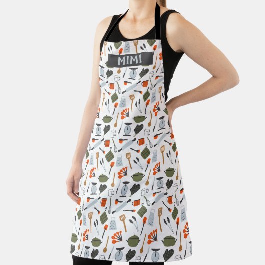 Aangepast Cute Kitchen Elements Pattern Apron Schort (Insitu)