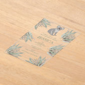 Aangepast Cute Koala Eucalyptus Baby shower Acryl Uitnodigingen (Laagn)