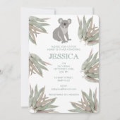 Aangepast Cute Koala Eucalyptus Baby shower Kaart (Voorkant)