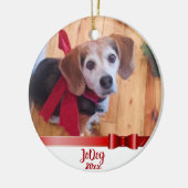 Aangepast Cute Red Bow Pet 2 voor kerstmis Keramisch Ornament (Links)