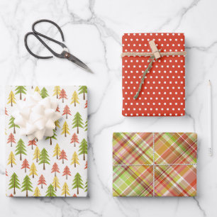 Aangepast Cute Simple Chic Forest Pine Tretern Pat Inpakpapier Vel
