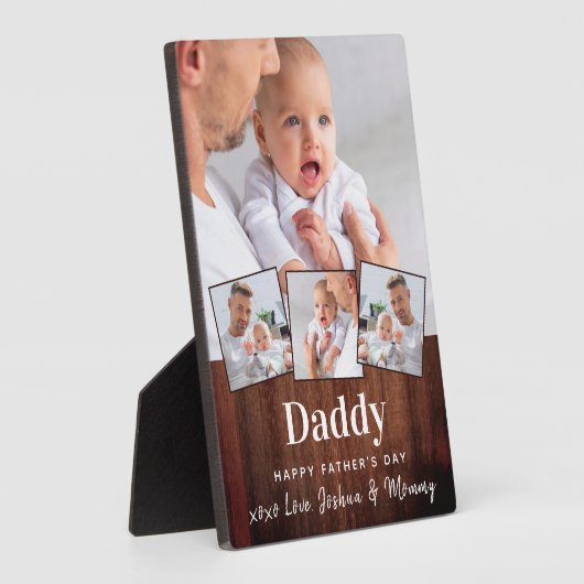 Aangepast DADDY 4 Foto Collage Rustisch Hood Fotoplaat (Zijkant)
