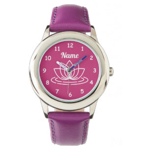 Aangepast dameshorloge met schattig lotusbloemontw horloge