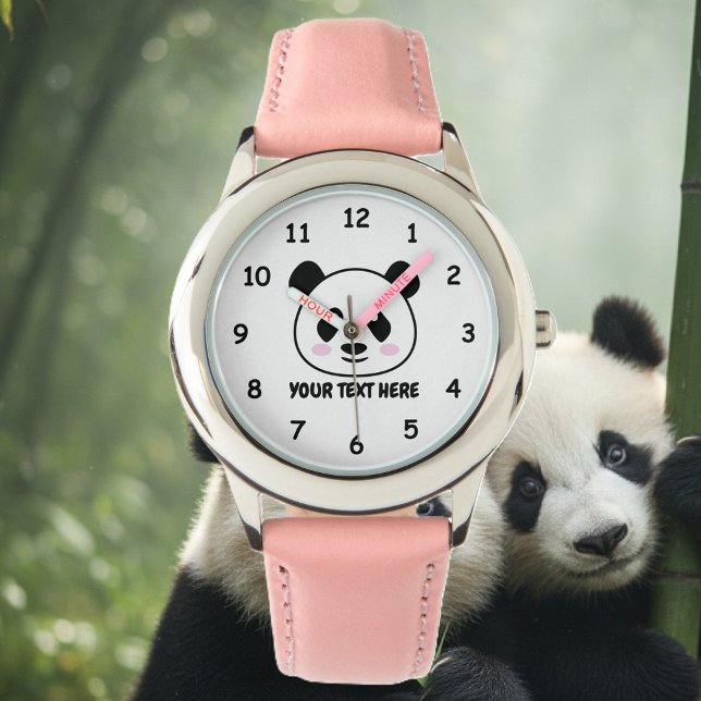 Aangepast dameshorloge met schattige cartoon van h horloge (panda bear watch for kids)