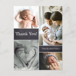 Aangepast dank je Chalkboard Photo Collage Baby Briefkaart