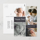 Aangepast dank je Chalkboard Photo Collage Baby Briefkaart (Voorkant / Achterkant)